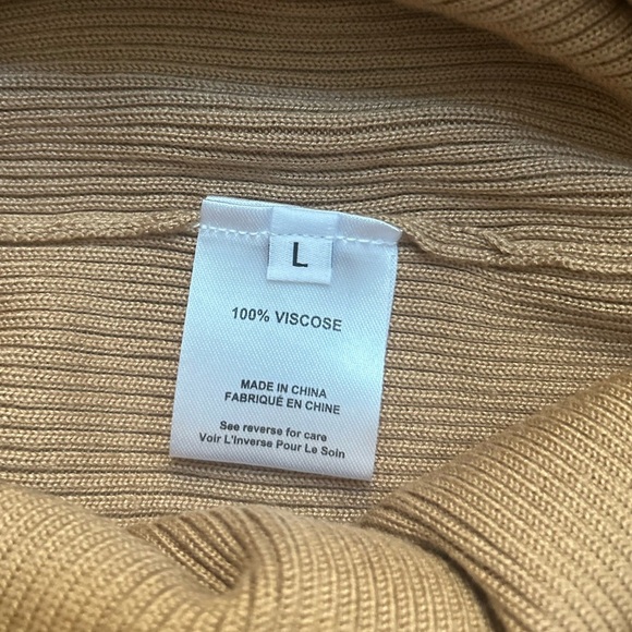 CAROLINE CONSTAS Collections Cassandra Ribbed Knit Dress in Camel Bell sleeves - Picture 10 of 13